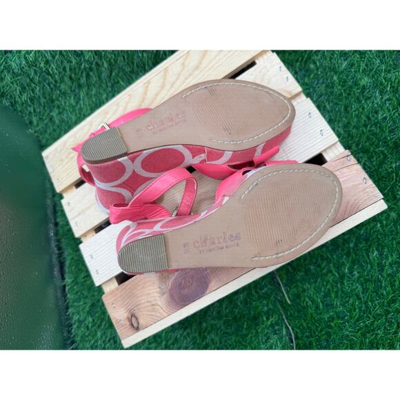 Charles David-Wedge Heels-Pink/White-Size 6.5W - Picture 10 of 10